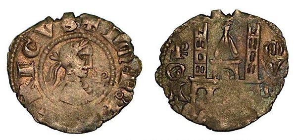 BERGAMO. Comune, a nome di Federico II (1194-1250). Denaro planeto, anni 1270-1282.