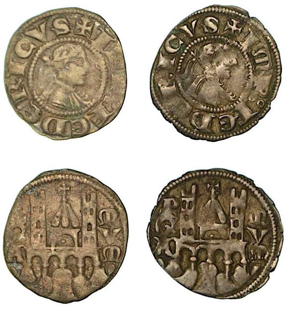 BERGAMO. Comune, a nome di Federico II (1194-1250). Lotto di due esemplari. Denaro planeto, anni 1270-1282.