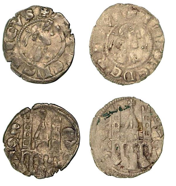 BERGAMO. Comune, a nome di Federico II (1194-1250). Lotto di due esemplari. Denaro planeto, anni 1270-1282.