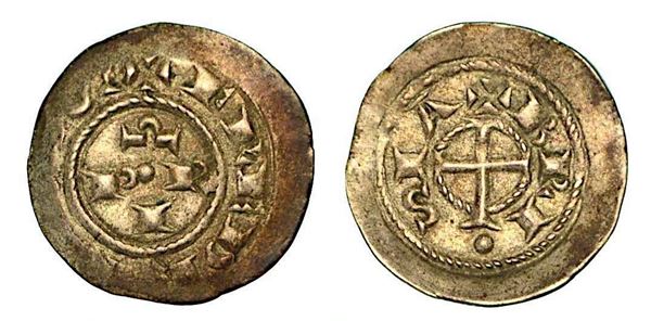BRESCIA. Comune (1186-1254 ?). A nome di Federico I, 1155-1190. Denaro scodellato.