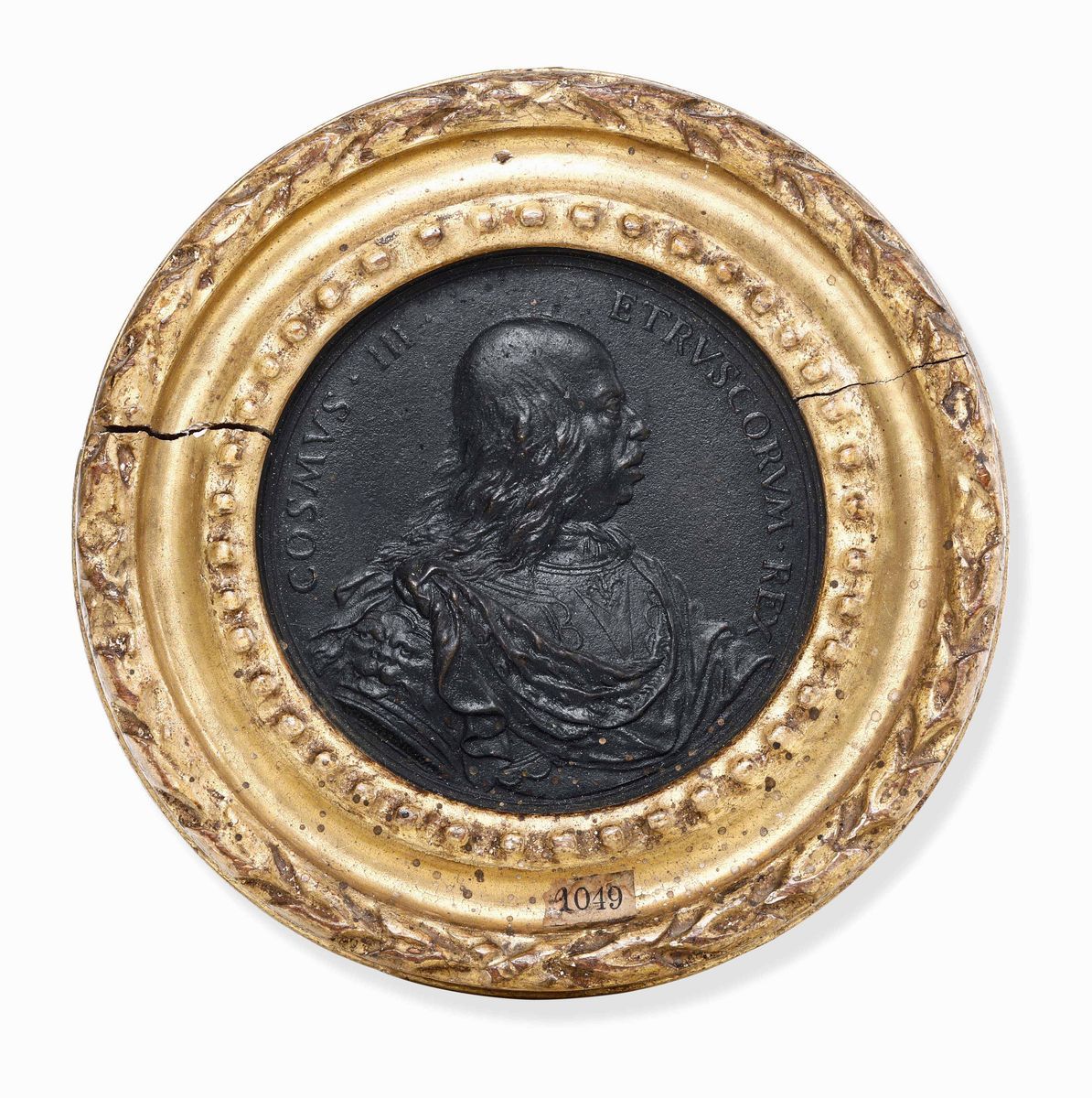 Quattro Medaglie Raffiguranti Uomini Illustri Toscani Bronzo Fuso, Cornici in Legno Scolpito e Do...