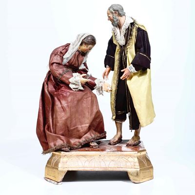 Gruppo da Presepe Madonna e San Giuseppe. Napoli XIX Secolo