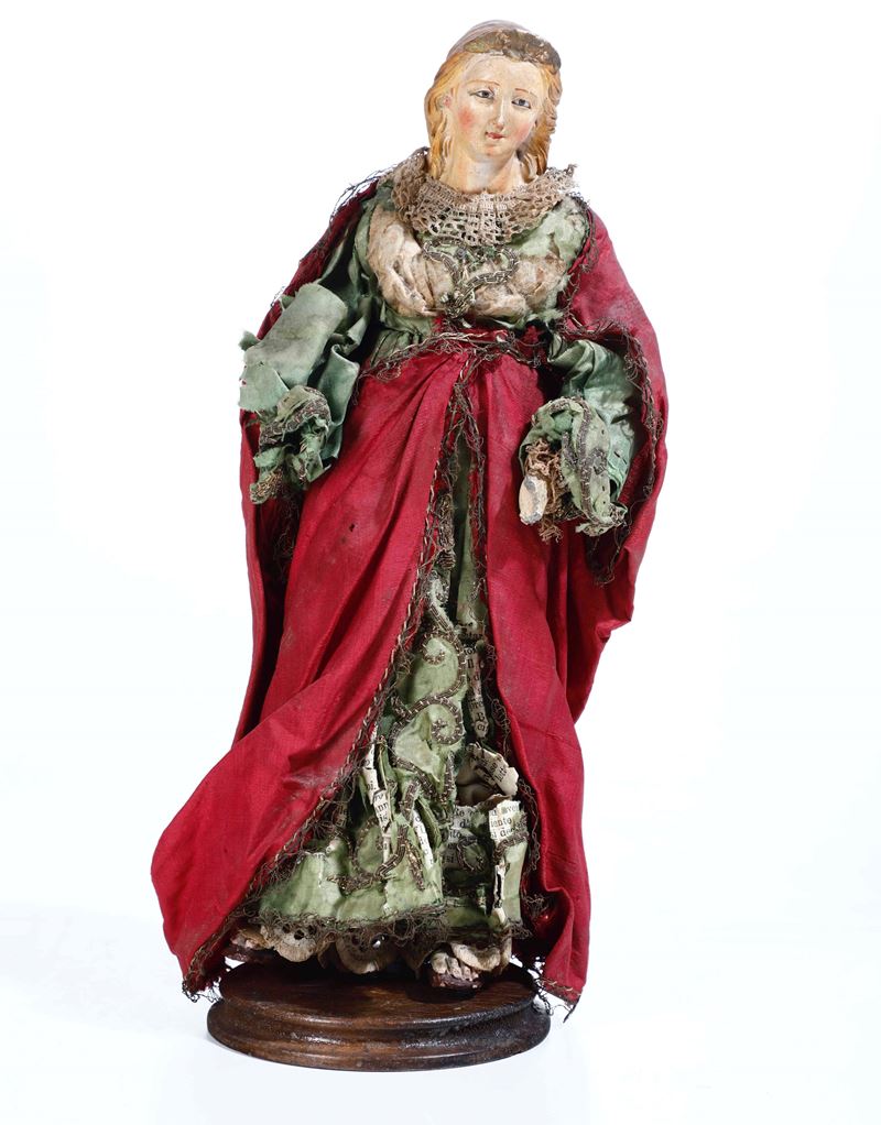 Madonna con veste rossa. Napoli XIX secolo  - Asta Antiquariato febbraio - Cambi Casa d'Aste