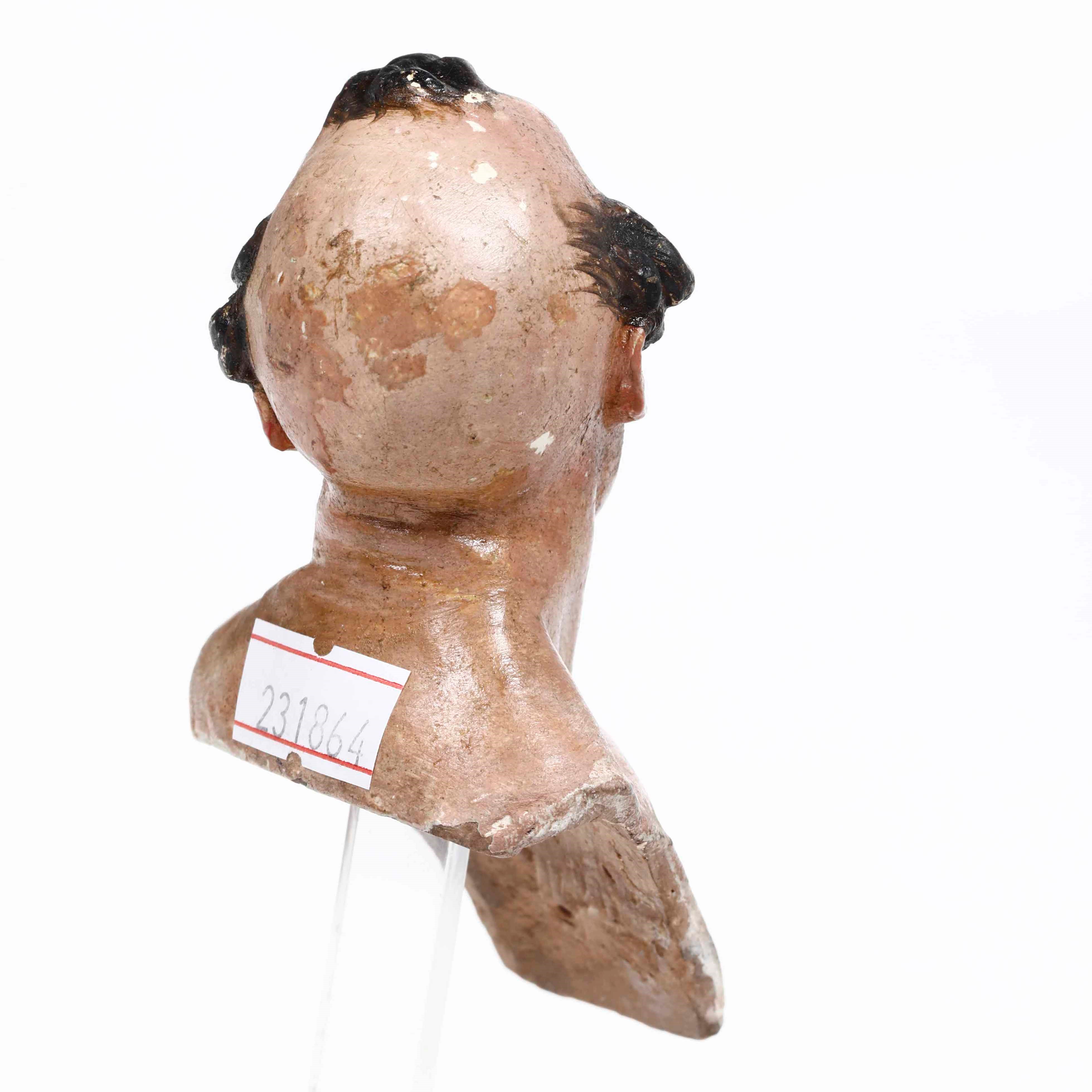 Popolano. Testa per Statuina da Presepe in Terracotta. Napoli XIX Secolo