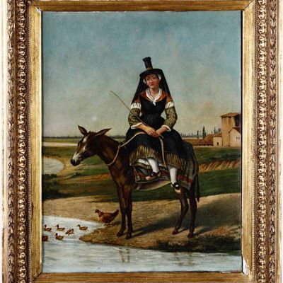 J. Fouleux Contadina su Asinello