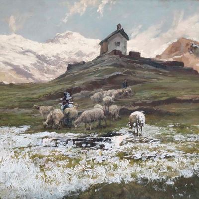 Paesaggio Montano con Pecore