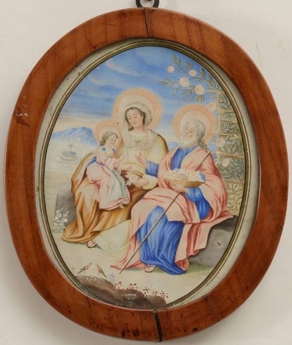 Miniatura raffigurante Sacra Famiglia, XIX secolo