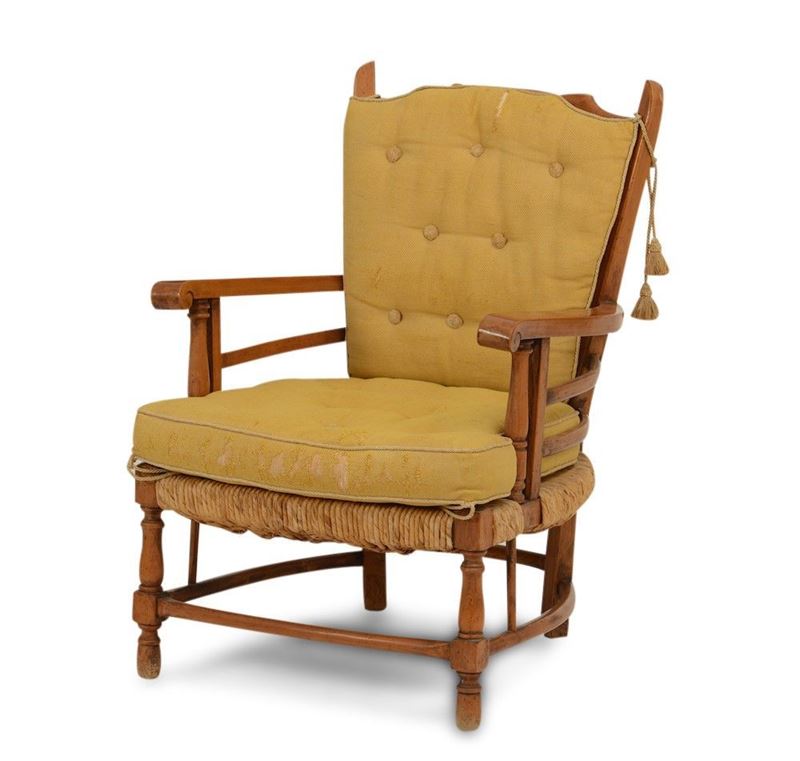 Poltrona in legno con seduta impagliata  - Auction Antique September | Cambi Time - Cambi Casa d'Aste