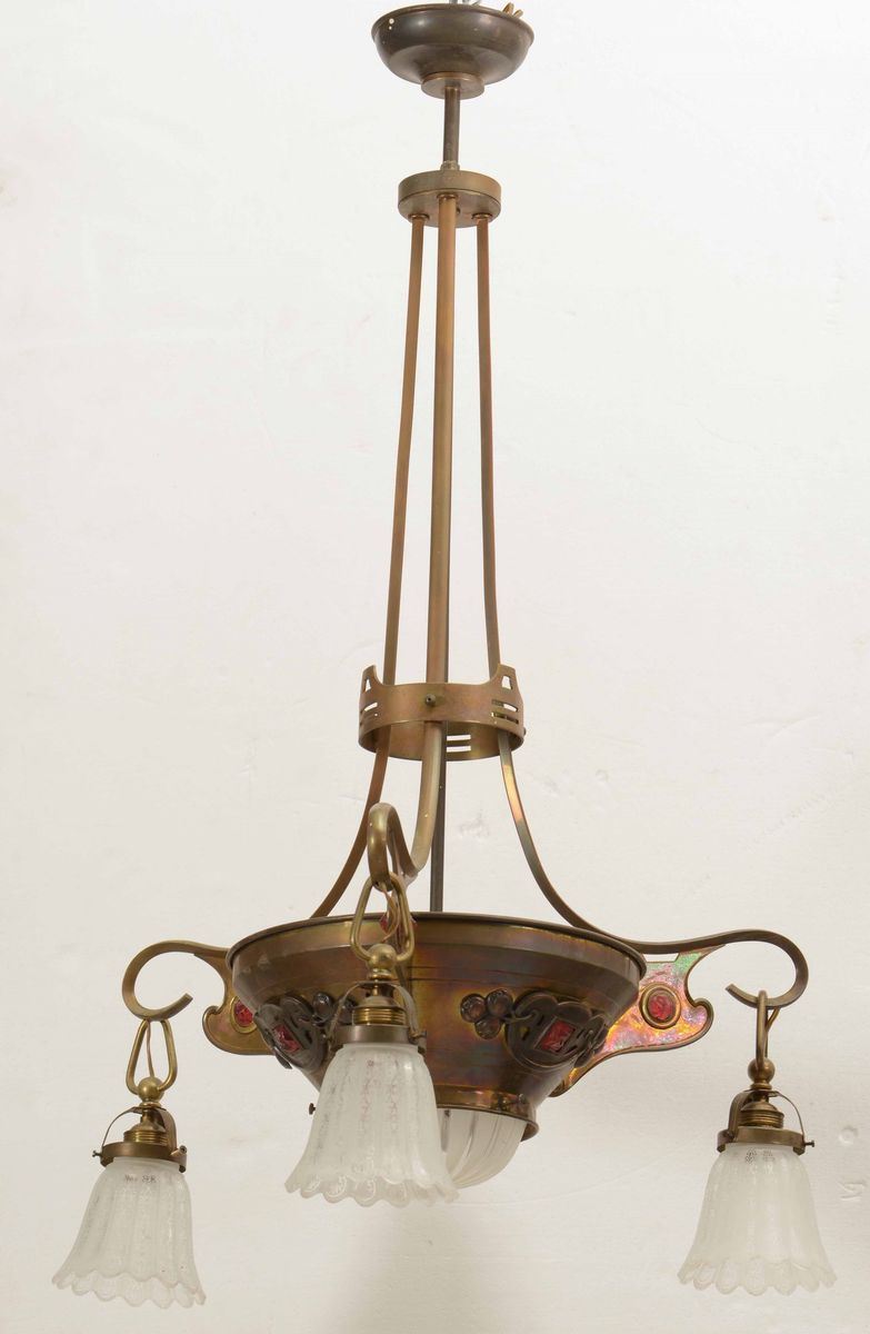 Lampadario in ottone a 4 luci  - Auction Antiques | Timed Auction - Cambi Casa d'Aste