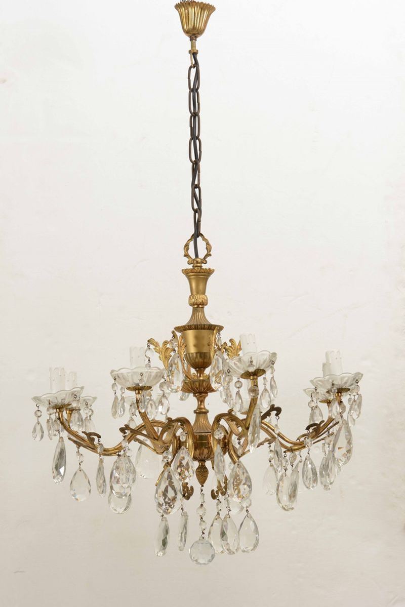 Lampadario in bronzo dorato, XIX-XX secolo  - Asta Antiquariato | Cambi Time - Cambi Casa d'Aste