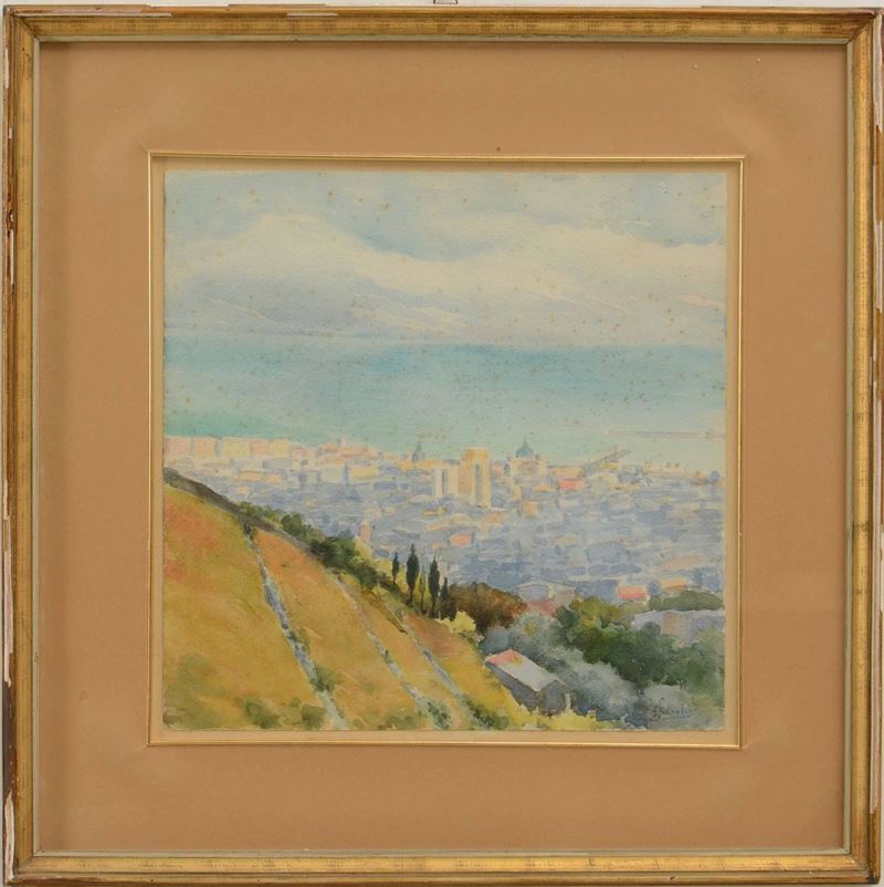 Aurelio Craffonara : Aurelio Craffonara (1875-1945) Veduta di Genova dalle alture  - Auction 19th-20th century paintings - Cambi Casa d'Aste