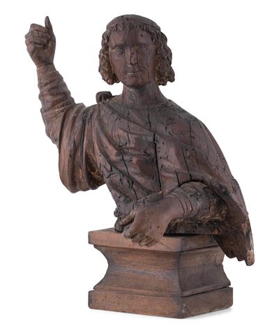 Quattro Piastrelle Raffiguranti Ritratti a Mezzo Busto Probabilmente Campania, XIX Secolo