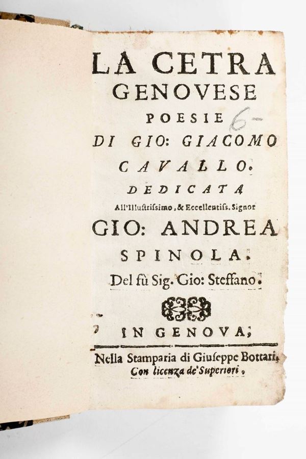 Cavalli (Cavallo), Gian Giacomo La cetra genovese. Poesie di Gio: Giacomo Cavallo...
