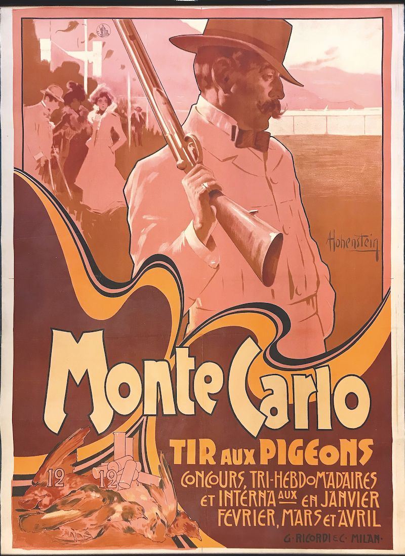 Adolf Hohenstein (1856-1928) MONTE-CARLO, TIR AUX PIGEONS  - Auction Vintage Posters - Cambi Casa d'Aste