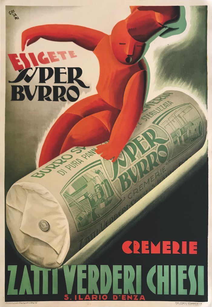 E. Grisani ESIGETE SUPER BURRO / CREMERIE ZATTI   VERDERI - CHIESI  - Auction Vintage Posters - Cambi Casa d'Aste