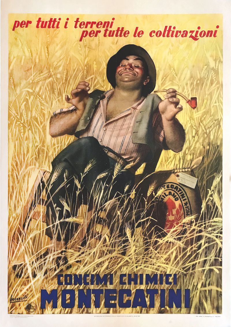 Gino Boccasile (1901-1952) PER TUTTI I TERRENI&  CONCIMI CHIMICI MONTECATINI  - Auction Vintage Posters - Cambi Casa d'Aste