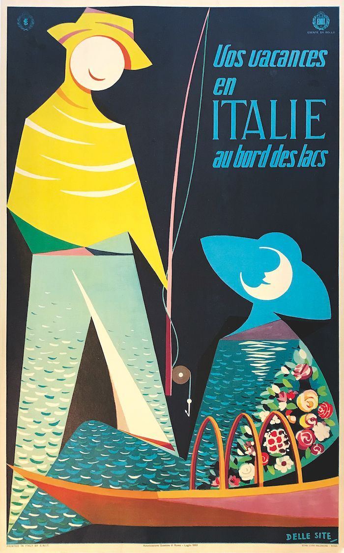 Mino Delle Site (1914-1996) VOS VACANCES EN ITALIE AU BORD DES LACS  - Auction Vintage Posters - Cambi Casa d'Aste