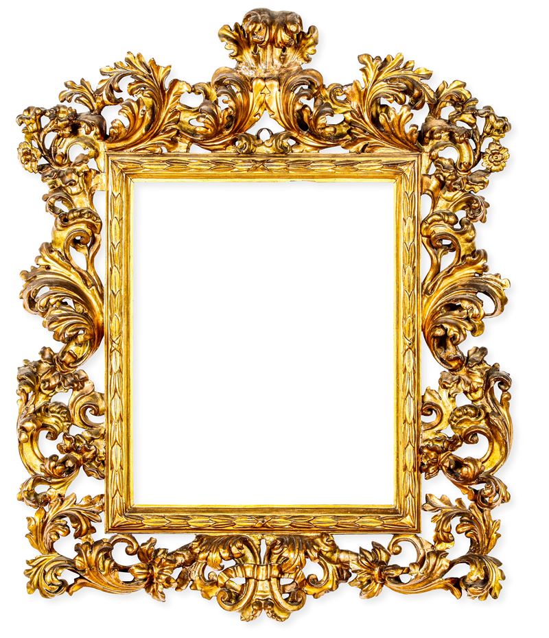 Cornice in legno intagliato e dorato, Roma, XVIII-XIX secolo  - Auction Antique Frames - Cambi Casa d'Aste