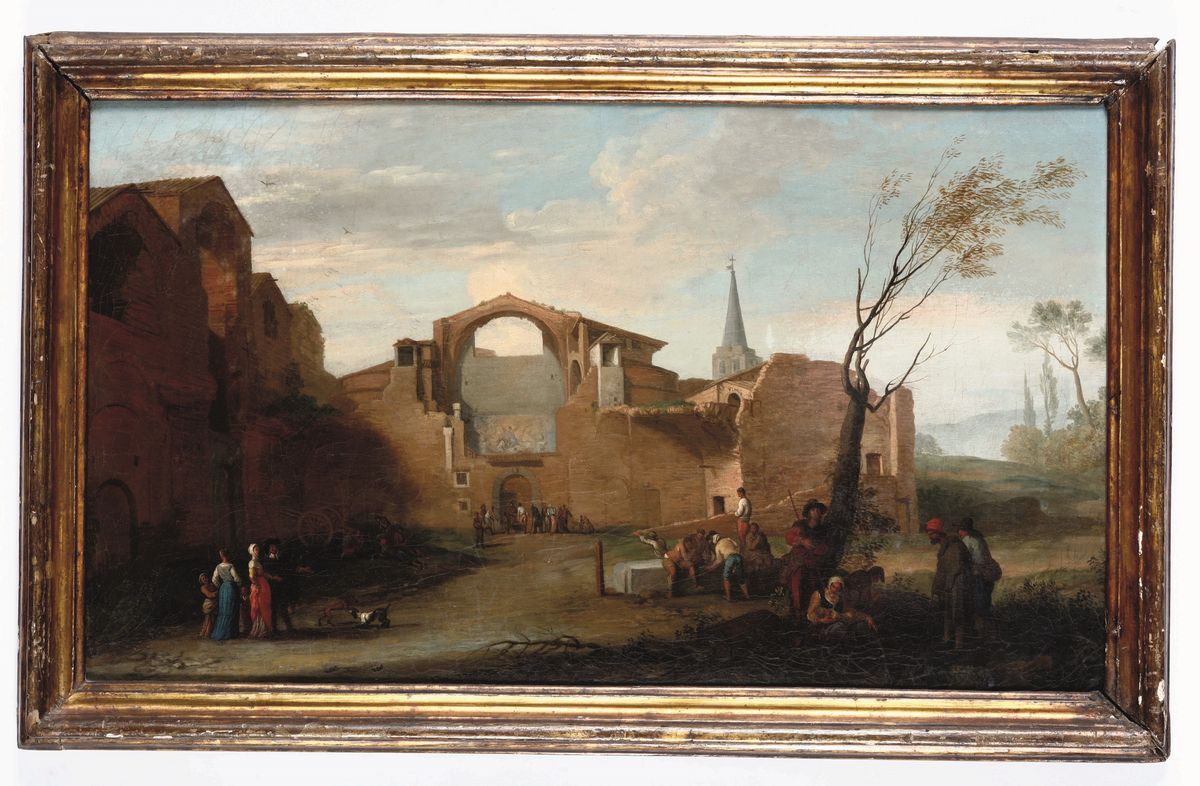 Hendrick Frans Van Lint (anversa 1684 - Roma 1763), nei Modi Divedute di Roma: Castel Sant’angelo...