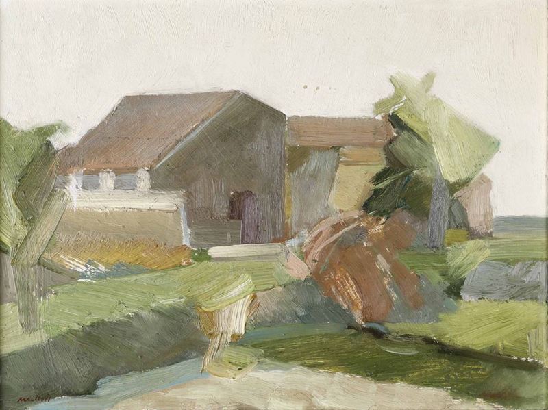 Anonimo del XX secolo Paesaggio con case di campagna  - Auction 19th-20th century paintings - Cambi Casa d'Aste