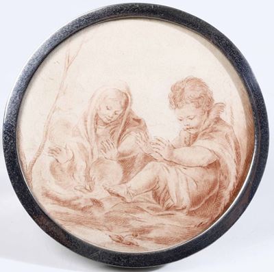 Anonimo del XIX secolo, Allegoria dell'Inverno, sanguigna su carta