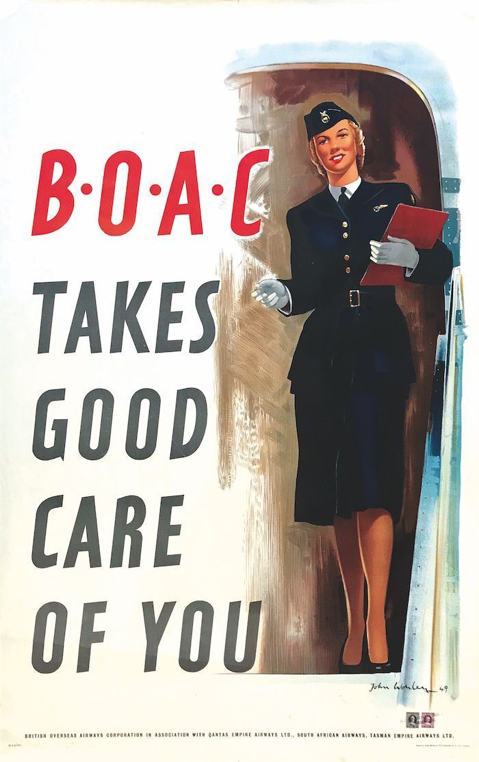 John Worsley (1919-2000) BOAC TAKES GOOD CARE OF YOU  - Asta Manifesti d'epoca - Cambi Casa d'Aste