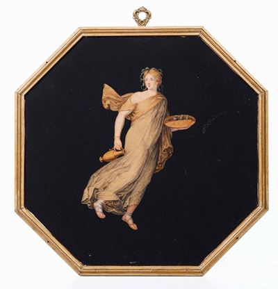 Quattro Pannelli Ottagonali Raffiguranti Menadi Pompeiane, XIX-XX Secolo