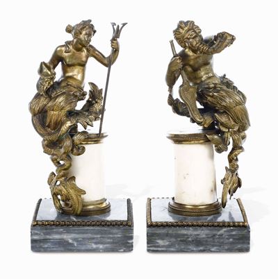 Coppia di Divinità Marine Fonditore Tardomanierista Germania Fine del XVI Secolo