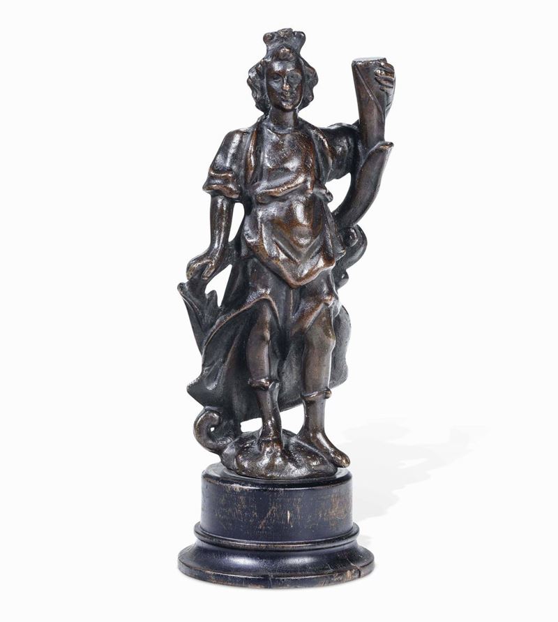 Figura allegorica (Diana ?) Fonditore del XVII - XVIII secolo  - Auction Works and furnishings from Lombard collections and other provinces - Cambi Casa d'Aste