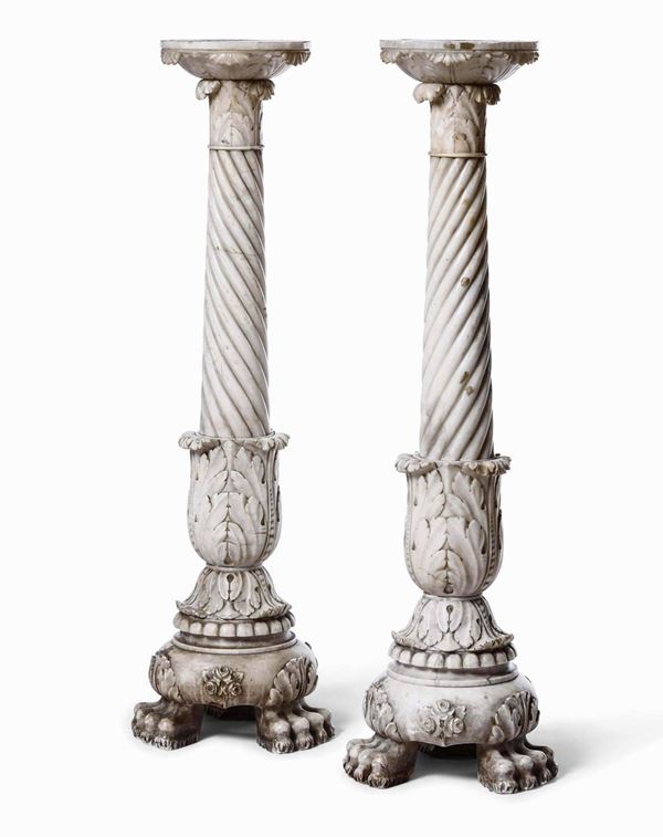 Coppia di torciere Arte volterrana del XIX secolo ( manifattura VITI ?)