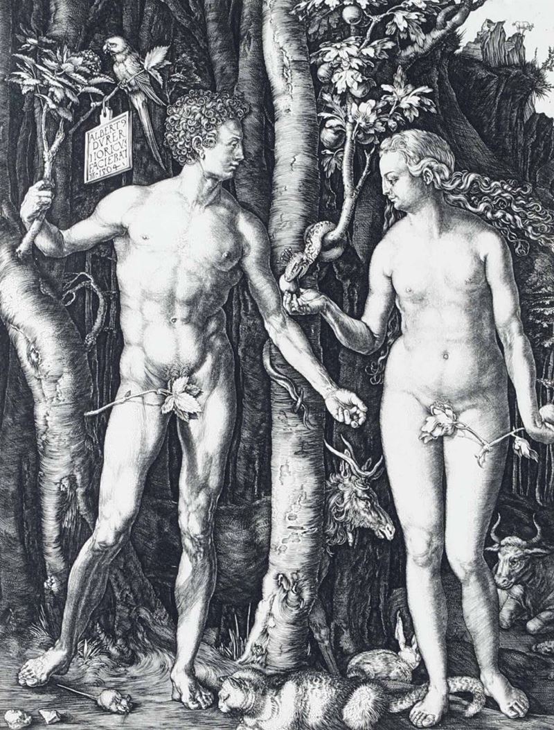 Peccato originale d'Adamo ed Eva, stampa da Durer, XIX-XX secolo  - Asta Antiquariato Febbraio | Cambi Time - Cambi Casa d'Aste