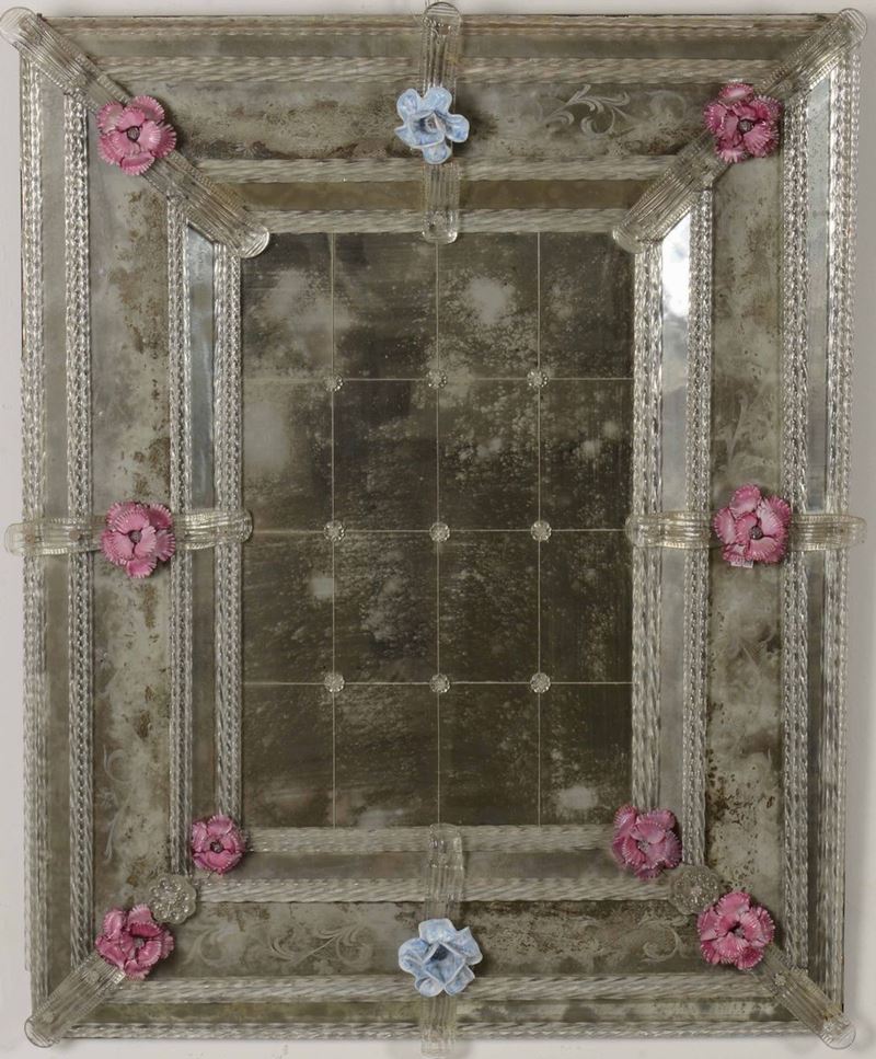 Specchiera a doppio ordine in vetro di Murano  - Asta Antiquariato Luglio | Cambi Time - Cambi Casa d'Aste