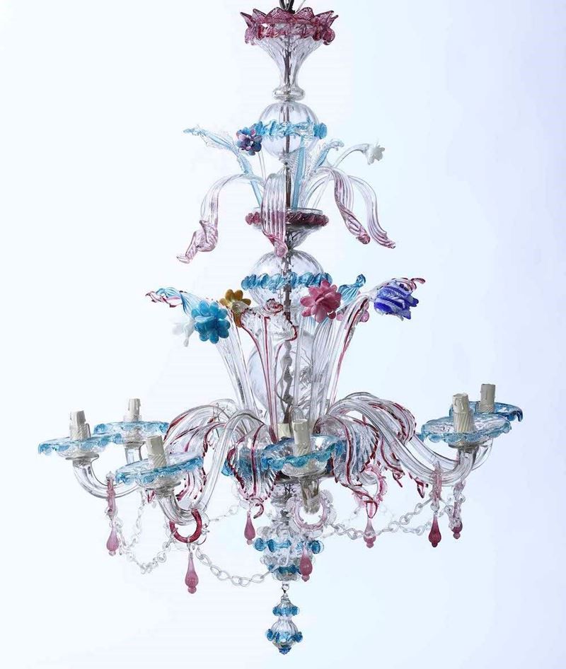 Lampadario in vetro di Murano. XX secolo  - Auction Antique January - Cambi Casa d'Aste