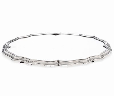 Presentoire in Argento e Specchio. Argenteria Italiana del XX Secolo. Bollo con Fascio Littorio i...