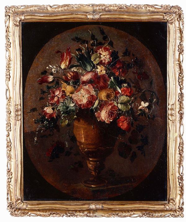 Francesco Guardi (Venezia 1712 - 1793), ambito di Coppia di nature morte con vasi di fiori