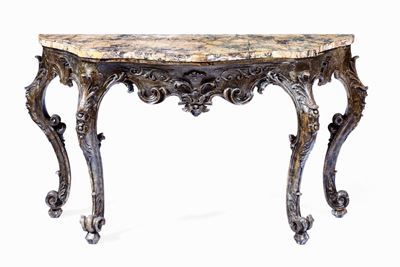 Consolle in Legno Scolpito e Argentato a Mecca. Venezia Prima Metà XVIII Secolo
