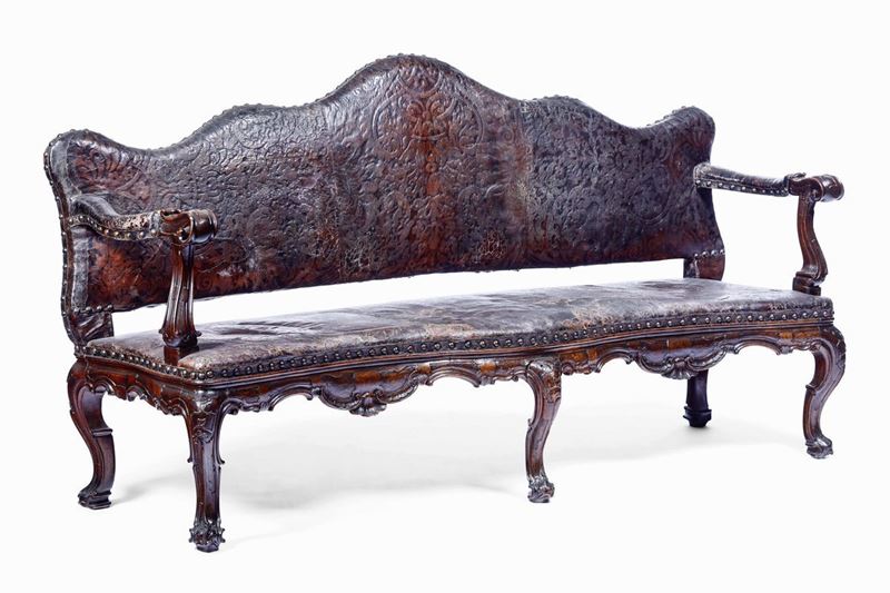 Divano in legno scolpito, ebanisteria italiana del XIX secolo  - Auction The Bucci-Errani collections in Faenza - Cambi Casa d'Aste