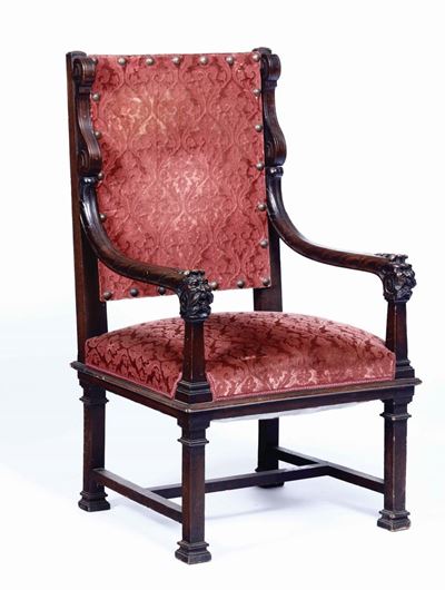 Seggiolone in Legno Intagliato. XIX Secolo