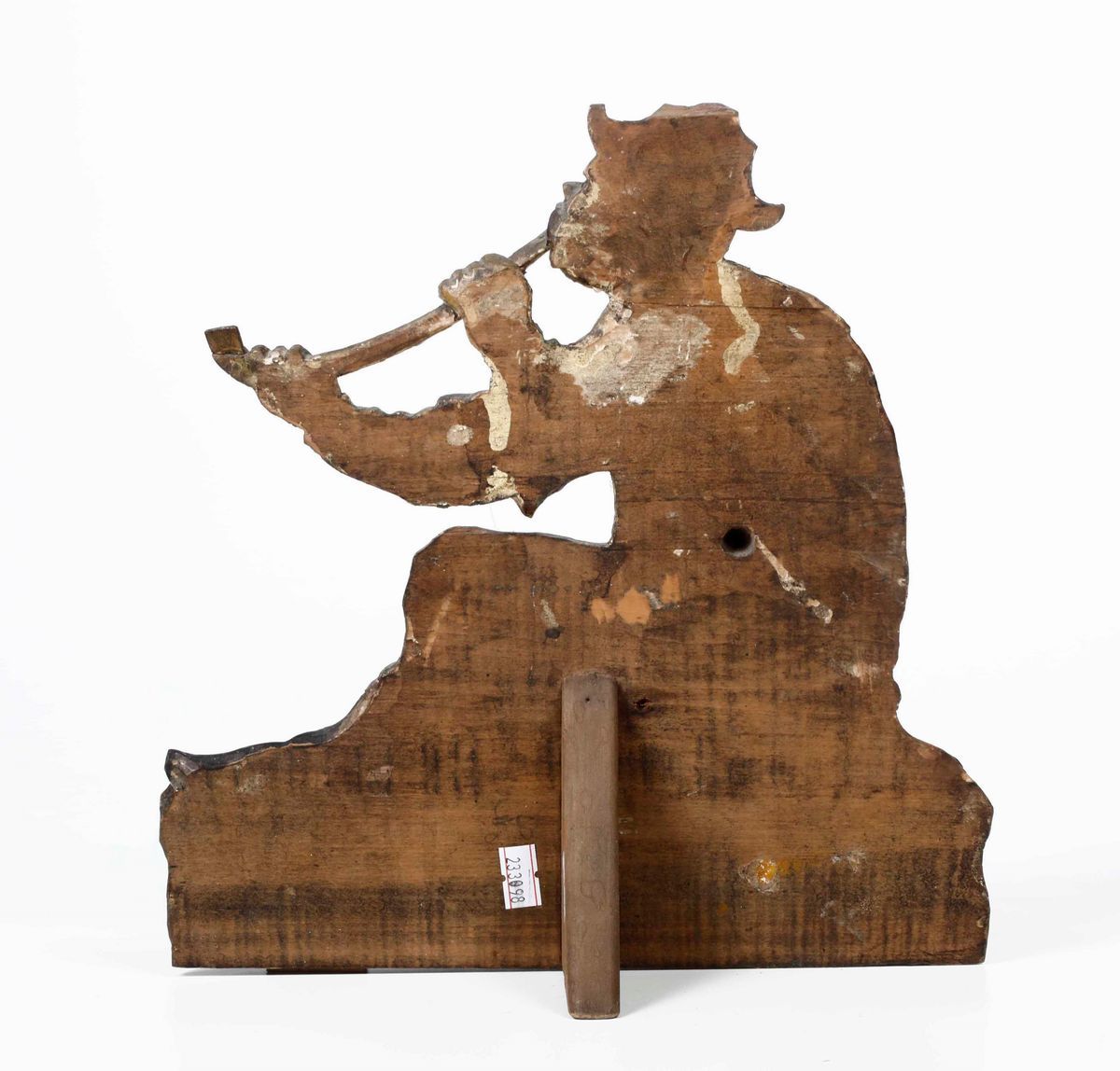 Fumatore di Oppio Silhouette in Legno Scolpito, Sagomato e Dipinto Arte Veneta del XVIII-XIX Seco...