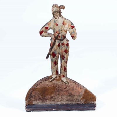 Arlecchino. Silhouette in Legno e Stoffa. Arte Veneta del XVIII-XIX Secolo