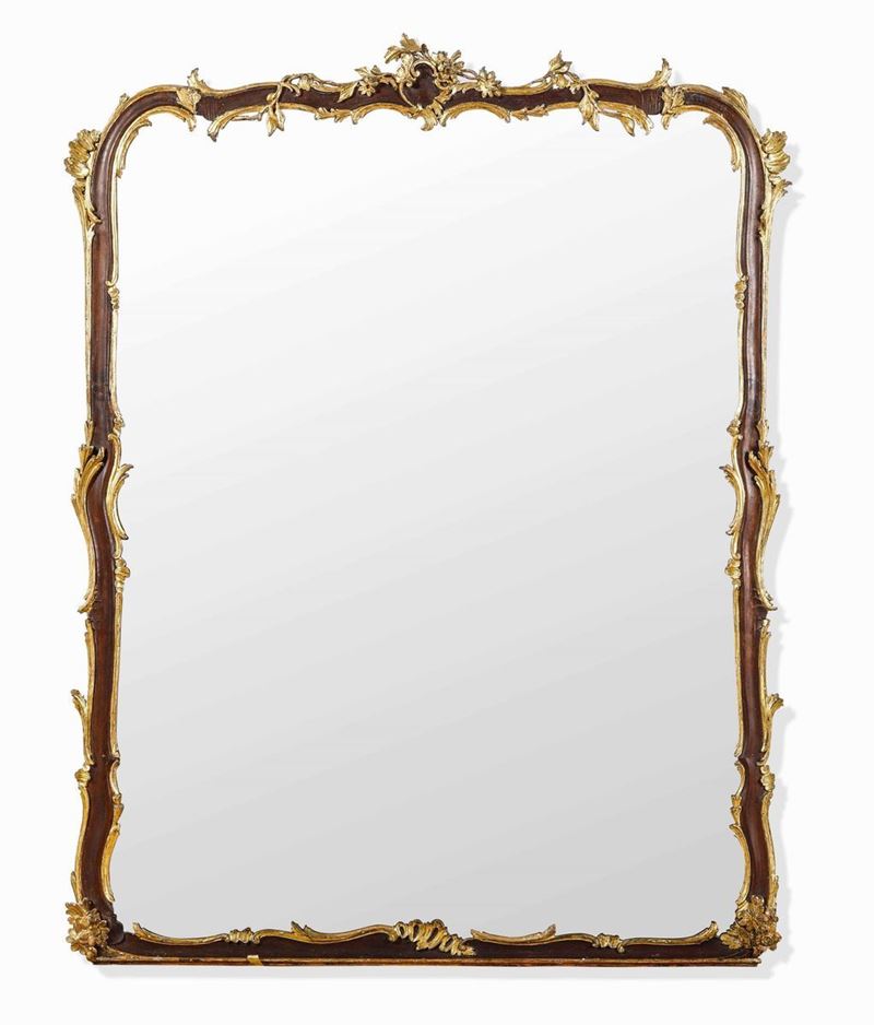 Grande specchiera in legno laccato e dorato in stile settecentesco, XIX secolo  - Auction The Bucci-Errani collections in Faenza - Cambi Casa d'Aste