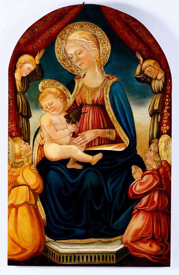 Artista del XX secolo Madonna con Bambino e angeli