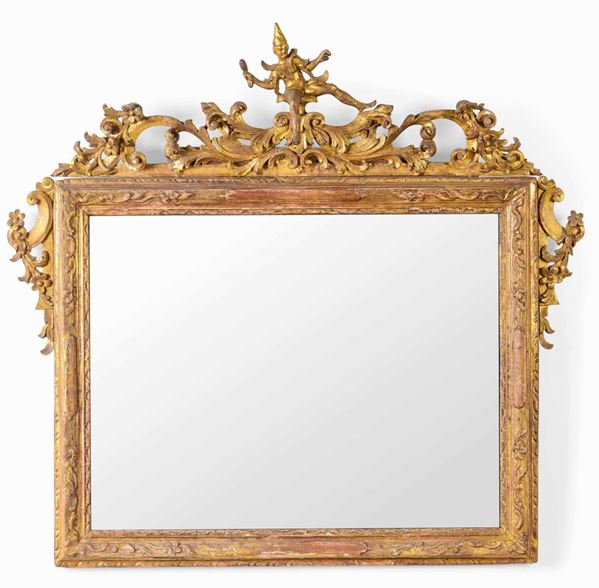Specchiera in legno intagliato e dorato, Venezia XVIII secolo