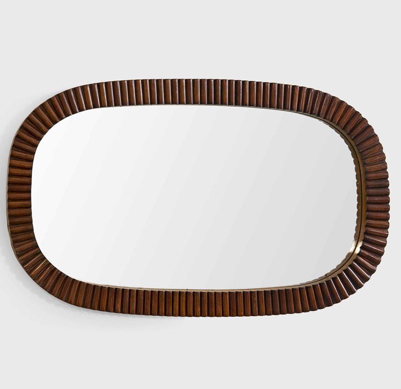 Specchio da parete con cornice in legno e cristallo specchiato.  - Auction PopUp Design - Cambi Casa d'Aste