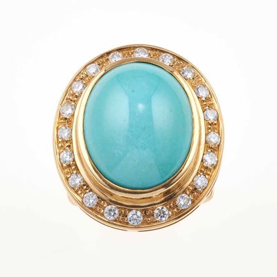 Anello con Turchese e Diamanti