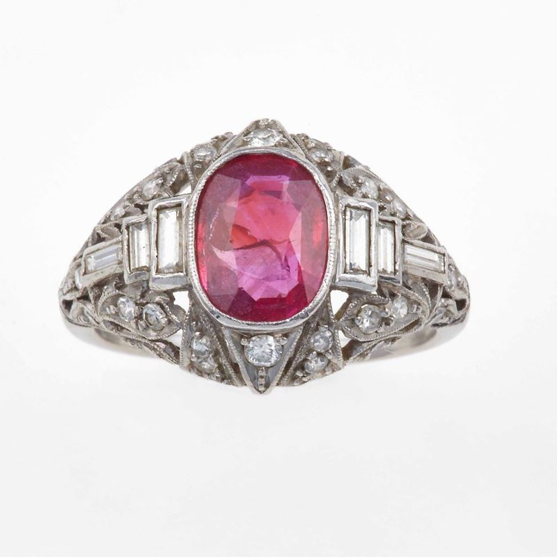 Anello con rubino birmano di ct 1.80 circa  - Asta Fine Jewels - III - Cambi Casa d'Aste