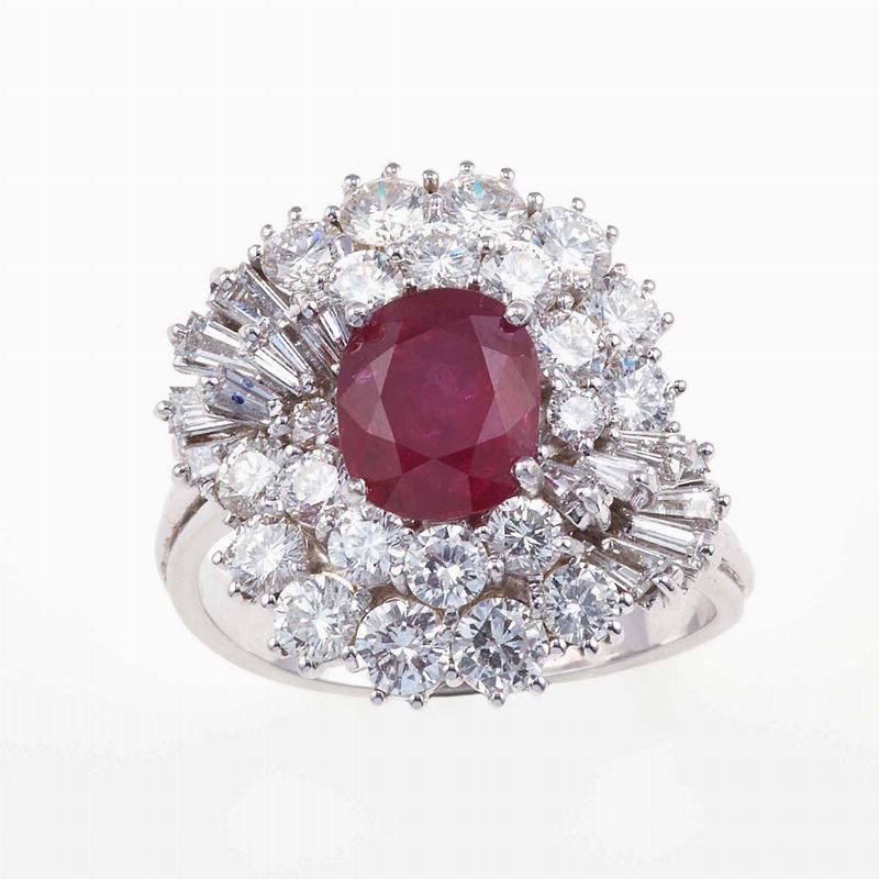 Anello con rubino e diamanti  - Asta Fine Jewels - III - Cambi Casa d'Aste
