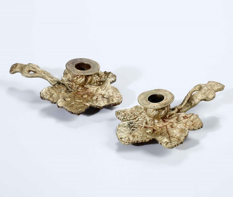 Coppia di bugie in bronzo dorato  - Auction Antiques | Timed Auction - Cambi Casa d'Aste