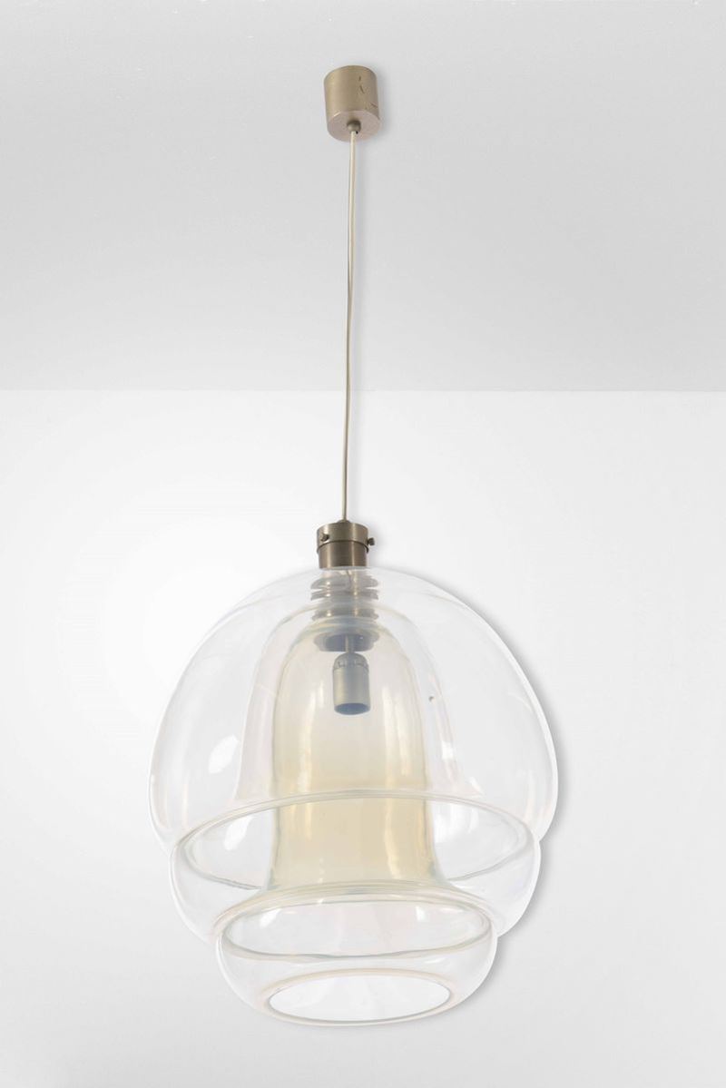 Lampada a sospensione in vetro di Murano e struttura in metallo.  - Asta Design Lab - Cambi Casa d'Aste