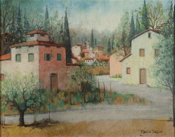 Paolo Toschi - Paesaggio con case